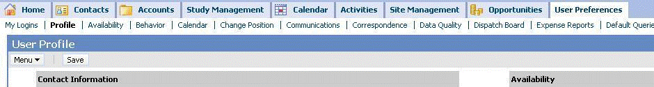 User profile settings in siebel for time zones