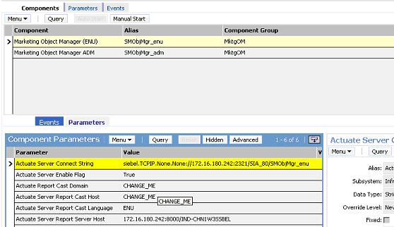 Siebel ObjectManater parameter settings