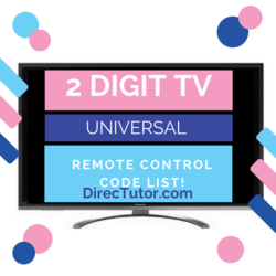 2 Digit Universal Remote Control Code List For All TVs